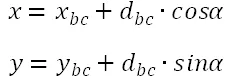 The formulas for the coordinates of the candidate points
