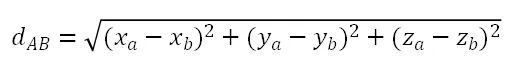 The formula for the distance between two points in space